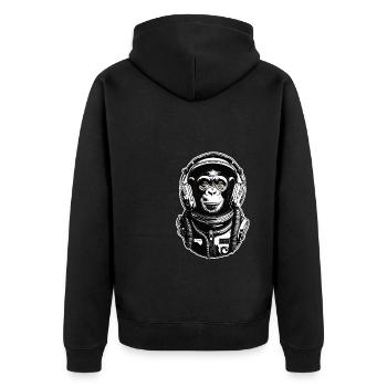 Monkey, Astronaut, Space, Cosmonaut, Animal Lover - Unisex Premium Organic Zip Hoodie - black - Back - Nico (187cm)