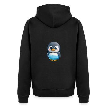 Total niedlicher Pinguin - Unisex Premium Bio Zip Hoodie - Schwarz - Hinten - Nico (187cm)