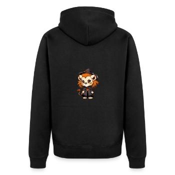 Lion d’Halloween mignon avec chapeau de sorcière. - Veste à capuche bio Premium Unisexe - noir - Dos - Nico (187cm)