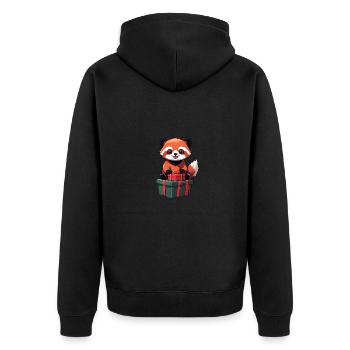 Niedlicher roter Panda feiert Weihnachten. - Unisex Premium Bio Zip Hoodie - Schwarz - Hinten - Nico (187cm)