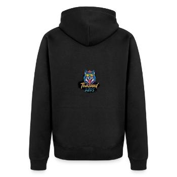 Thailand 2025 Party Wolf - Unisex Premium Bio Zip Hoodie - Schwarz - Hinten - Nico (187cm)
