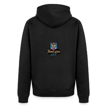 Teneriffa 2025 Party Wolf - Unisex Premium Bio Zip Hoodie - Schwarz - Hinten - Nico (187cm)