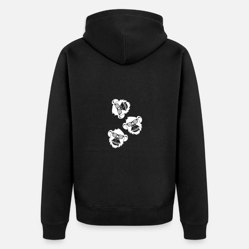 Affe Cool Kopf - Unisex Premium Bio Zip Hoodie - Schwarz