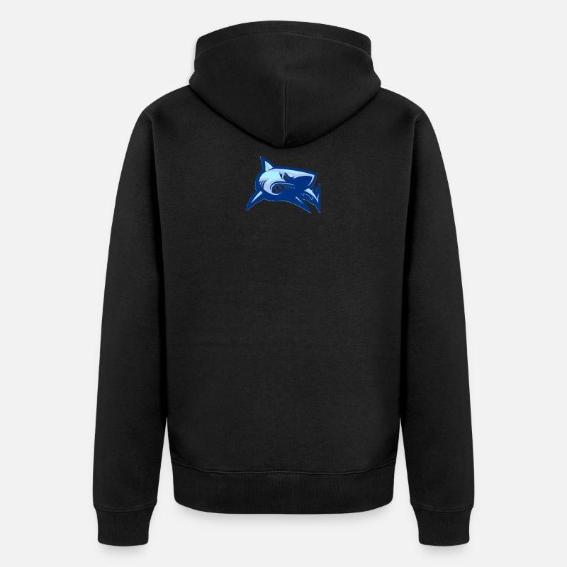 Requin / Requin motif bleu - Veste à capuche bio Premium Unisexe - noir