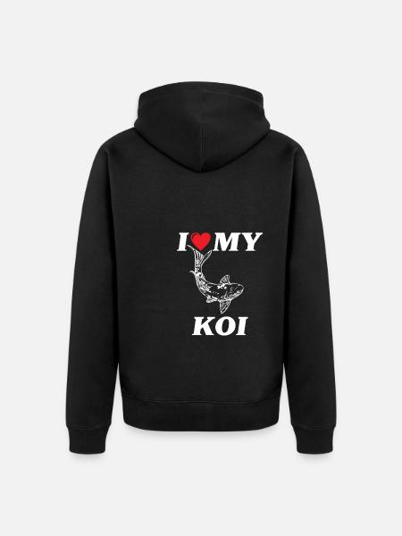 I love my Koi carp - Unisex Premium Organic Zip Hoodie - black