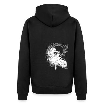Motorrad Rennsport Splash Sprung Style - Unisex Premium Bio Zip Hoodie - Schwarz - Hinten - Nico (187cm)