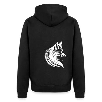 Tattoo Style Fuchs Porträt in fliessenden Linien - Unisex Premium Bio Zip Hoodie - Schwarz - Hinten - Nico (187cm)