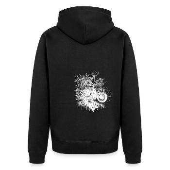 Motorradfahren Vintage Splash Fahrer Style - Unisex Premium Bio Zip Hoodie - Schwarz - Hinten - Nico (187cm)