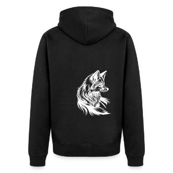 Little Cute Fox Portrait Tattoo Ink - Unisex Premium Organic Zip Hoodie - black - Back - Nico (187cm)