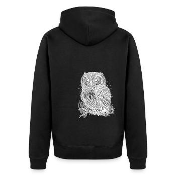Wald Eule Natur Motiv für Eule Liebhaber - Unisex Premium Bio Zip Hoodie - Schwarz - Hinten - Nico (187cm)