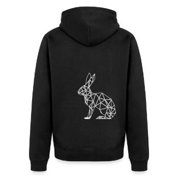 Geometric Rabbit Cute Lines Rabbit - Unisex Premium Organic Zip Hoodie - black - Back - Nico (187cm)