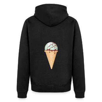 Mint Chocolate Chip Ice Cream Cone - Unisex Premium Organic Zip Hoodie - black - Back - Nico (187cm)