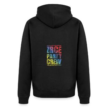 Zrce Party Crew Bunt - Unisex Premium Bio Zip Hoodie - Schwarz - Hinten - Nico (187cm)