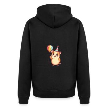 Hamster Geburtstag Comic - Unisex Premium Bio Zip Hoodie - Schwarz - Hinten - Nico (187cm)