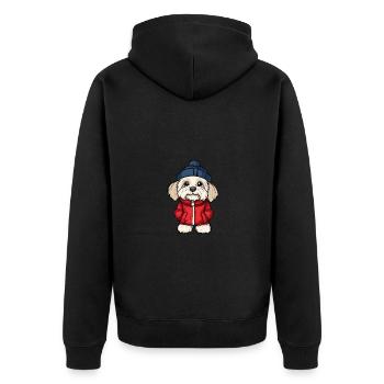 Havanese Dog Stylish - Unisex Premium Organic Zip Hoodie - black - Back - Nico (187cm)