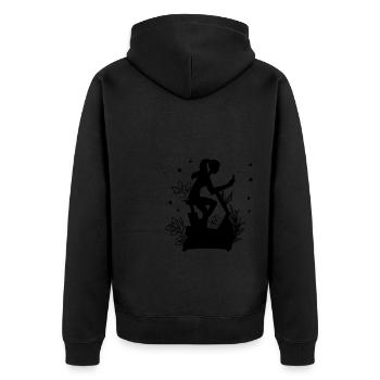 Workout - Fahrrad Fitness Home Ausdauersport - Unisex Premium Bio Zip Hoodie - Schwarz - Hinten - Nico (187cm)