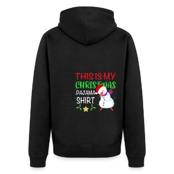 Frohe Weihnachten Schneemann Dabbing - Unisex Premium Bio Zip Hoodie - Schwarz - Hinten - Nico (187cm)