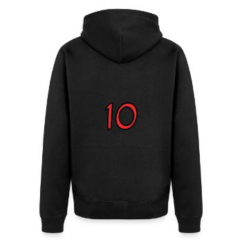 10. 10 YEARS. 10th ANNIVERSARY. 10 YEAR ANNIVERSARY. - Unisex Premium Organic Zip Hoodie - black - Back - Nico (187cm)