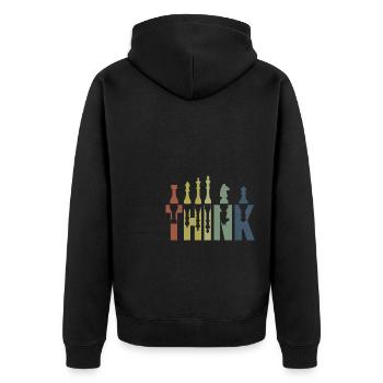 Think Schach König - Unisex Premium Bio Zip Hoodie - Schwarz - Hinten - Nico (187cm)