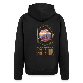 Palermo Italy City Skyline Holiday Love Gold - Unisex Premium Organic Zip Hoodie - black - Back - Nico (187cm)