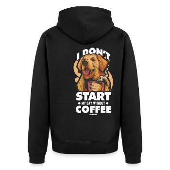 Coffee Espresso Capuccino Office Fun Gift - Unisex Premium Organic Zip Hoodie - black - Back - Nico (187cm)