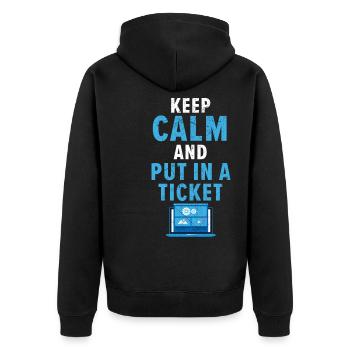Technischer Support Behebt täglich Ihre selbstvers - Unisex Premium Bio Zip Hoodie - Schwarz - Hinten - Nico (187cm)
