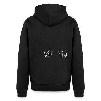 Skelett Hände Brust - Unisex Premium Bio Zip Hoodie - Schwarz - Hinten - Nico (187cm)