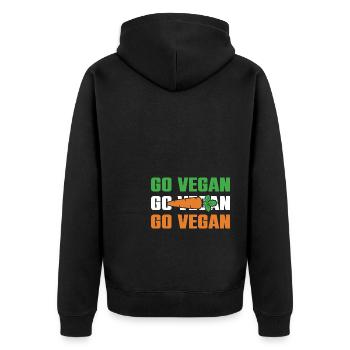 go vegan - Unisex Premium Bio Zip Hoodie - Schwarz - Hinten - Nico (187cm)