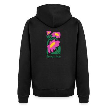 FlowerLove - Unisex Premium Bio Zip Hoodie - Schwarz - Hinten - Nico (187cm)