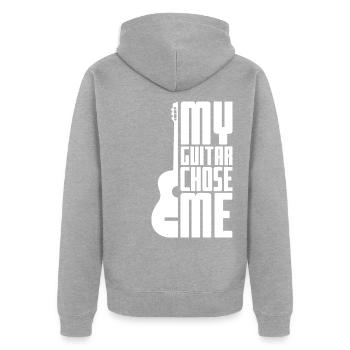 Proverbs Guitar - Unisex Premium Organic Zip Hoodie - heather grey - Back - Nico (187cm)