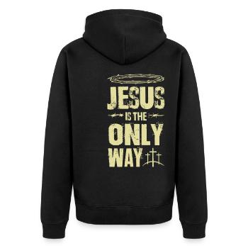 Jesus is the Way - Unisex Premium Organic Zip Hoodie - black - Back - Nico (187cm)