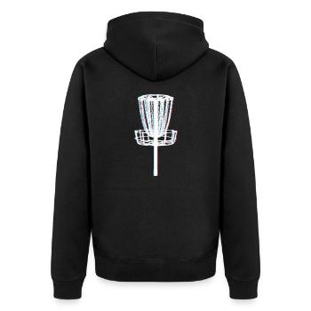 DiscGolf - Unisex Premium Bio Zip Hoodie - Schwarz - Hinten - Nico (187cm)