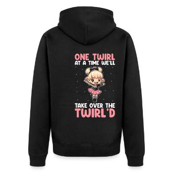 Stocktanz Design für Stabtänzerin - Unisex Premium Bio Zip Hoodie - Schwarz - Hinten - Nico (187cm)