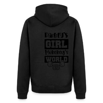 Papa Maman Fille Bébé - Veste à capuche bio Premium Unisexe - noir - Dos - Nico (187cm)