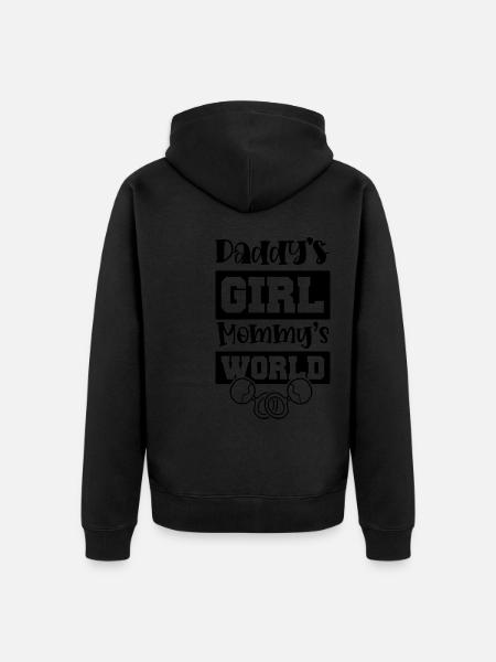 Papa Maman Fille Bébé - Veste à capuche bio Premium Unisexe - noir