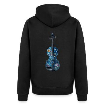 Fisch Violine - Unisex Premium Bio Zip Hoodie - Schwarz - Hinten - Nico (187cm)