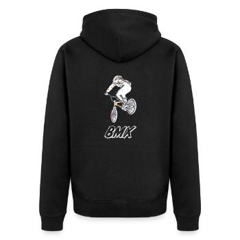 BMX Race Racing Mountainbike Motocross - Unisex Premium Bio Zip Hoodie - Schwarz - Hinten - Nico (187cm)