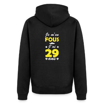 j ai 29 ans / humour anniversaire 29 ans - Veste à capuche bio Premium Unisexe - noir - Dos - Nico (187cm)