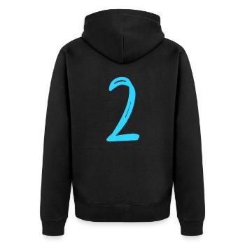 2 JAHRE. 2. JUBILÄUM. GEBURTSTAG 2 JAHRE. ZWEI - Unisex Premium Bio Zip Hoodie - Schwarz - Hinten - Nico (187cm)