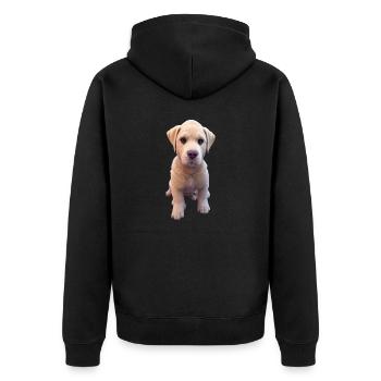 Labrador Hund - Labrador - Unisex Premium Bio Zip Hoodie - Schwarz - Hinten - Nico (187cm)