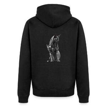 Cat in biomechanical armor - Unisex Premium Organic Zip Hoodie - black - Back - Nico (187cm)
