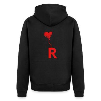 Lettre r cœur - Veste à capuche bio Premium Unisexe - noir - Dos - Nico (187cm)
