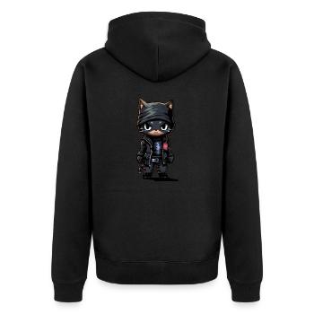 Katze Dieb 2 - Unisex Premium Bio Zip Hoodie - Schwarz - Hinten - Nico (187cm)