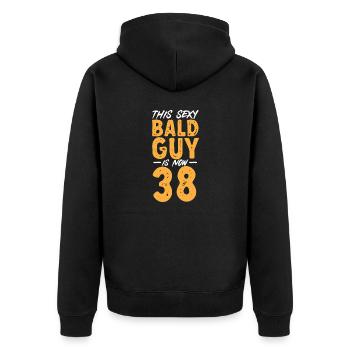 Bald Head Baldness Beard Bald Head - Unisex Premium Organic Zip Hoodie - black - Back - Nico (187cm)
