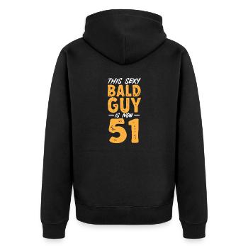 Bald Head Baldness Beard Bald Head - Unisex Premium Organic Zip Hoodie - black - Back - Nico (187cm)