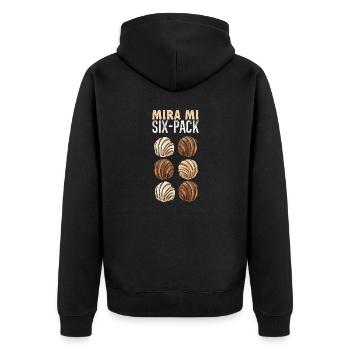 Concha Hispanic Mexikanisch Pan Dulce - Unisex Premium Bio Zip Hoodie - Schwarz - Hinten - Nico (187cm)