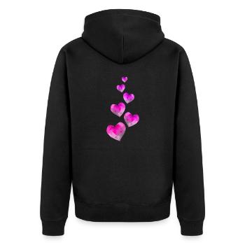 Coeurs symbole aquarelles - Veste à capuche bio Premium Unisexe - noir - Dos - Nico (187cm)