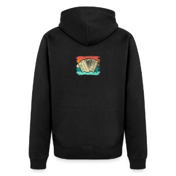 Retro Ziehharmonika, Steirische Harmonika Quetschn - Unisex Premium Bio Zip Hoodie - Schwarz - Hinten - Nico (187cm)