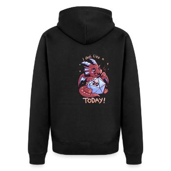 Ich fühle mich heute wie eine 20 - Unisex Premium Bio Zip Hoodie - Schwarz - Hinten - Nico (187cm)