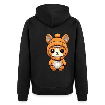 Squirrel Winter Comic Cute - Unisex Premium Organic Zip Hoodie - black - Back - Nico (187cm)